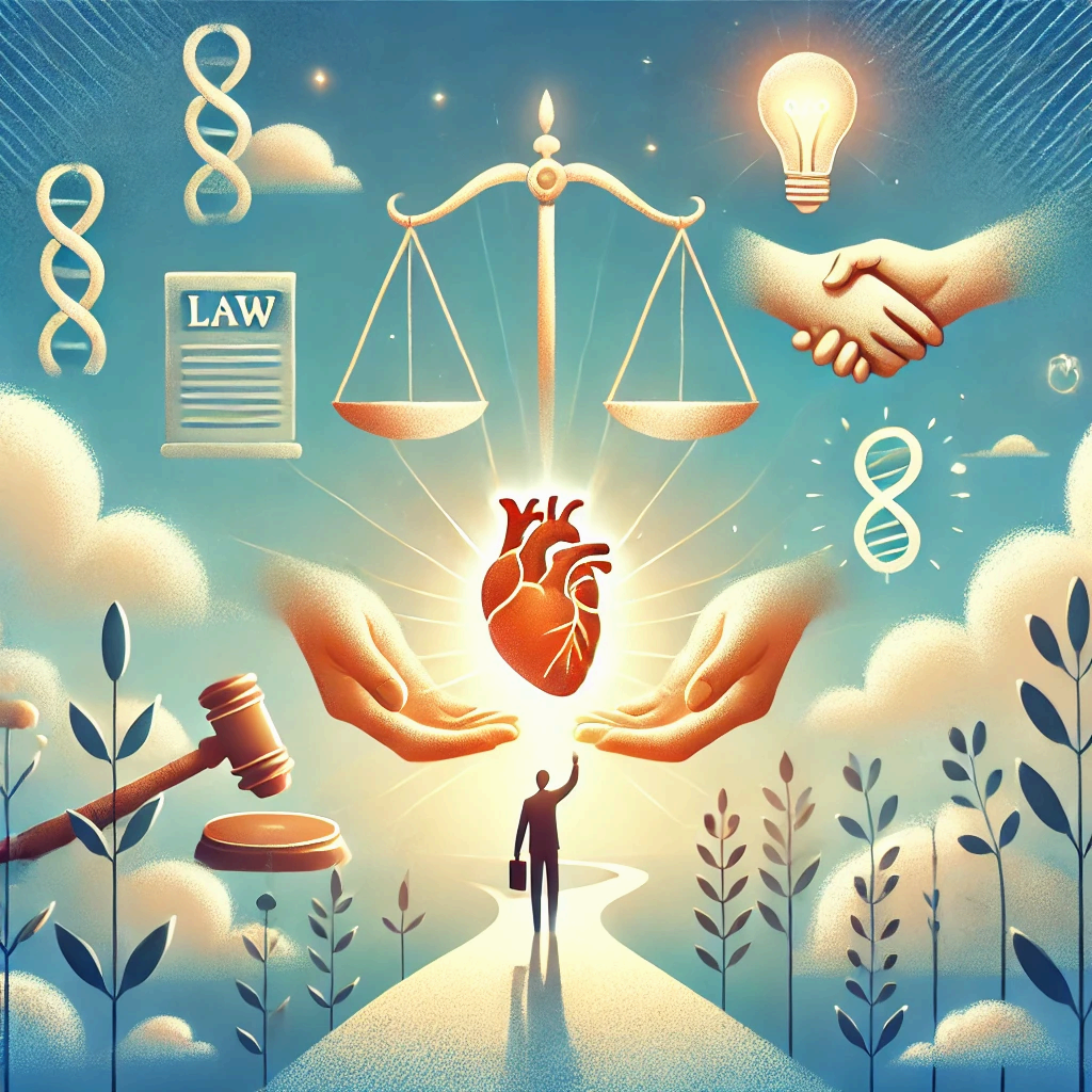 도덕이론은 옳고 그름을 판단하는 기준을 설명하며, 이미지는 정의와 공감을 상징하는 모습으로 이를 표현합니다.