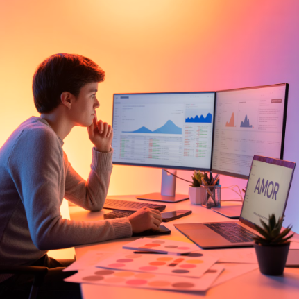 Roi 인수가 OpenAI에 미치는 영향 - 컴퓨터 앞에 앉아있는 투자자 일러스트