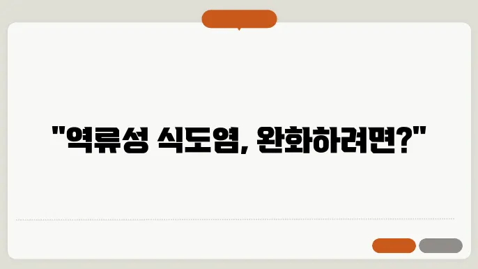 역류성 식도염 좋은 음식 치료방법