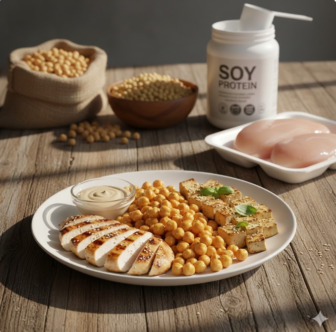 근성장 치트키! 닭고기·병아리콩·대두 단백질 조합