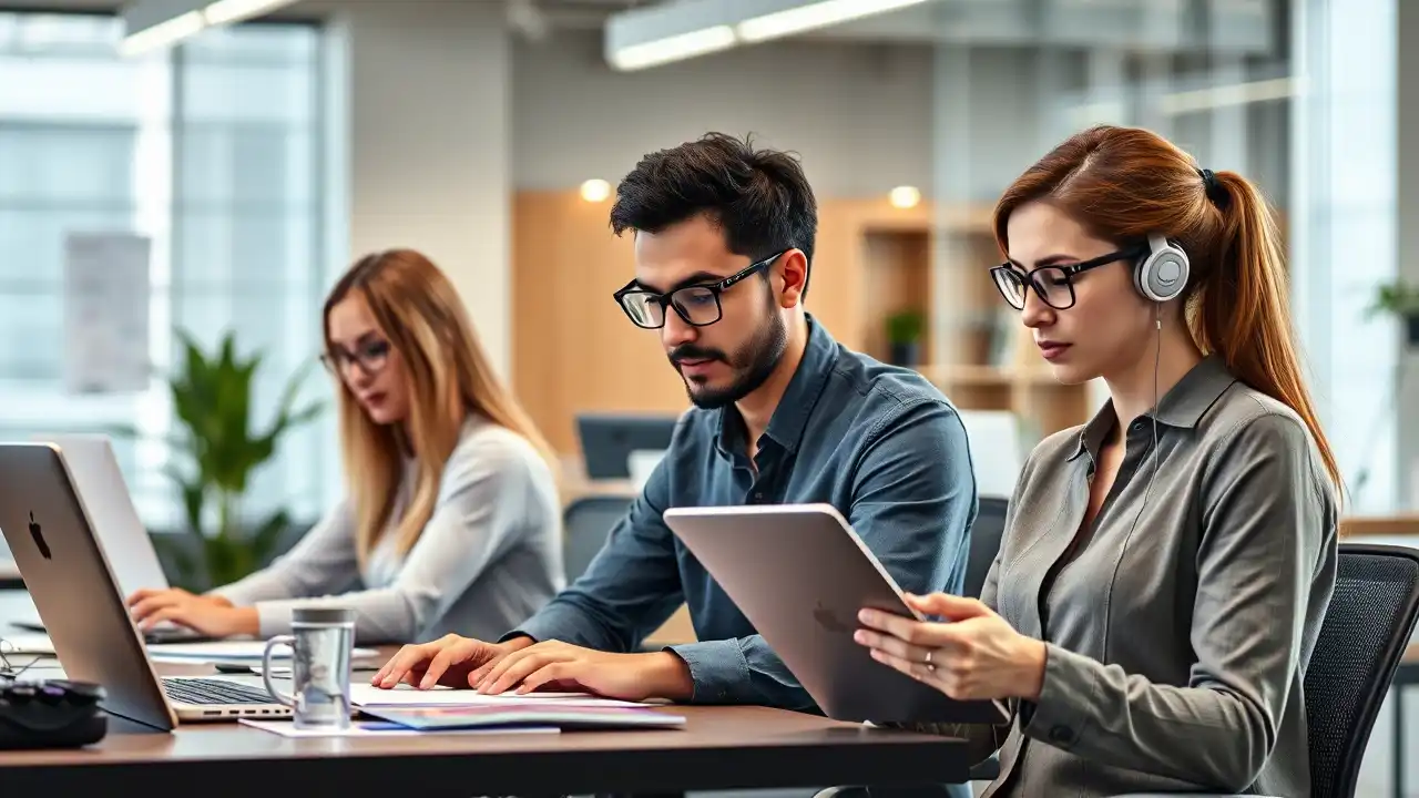 <img src="freelancer_ai_expansion.webp" alt="프리랜서들이 AI의 지원을 통해 번역, 디자인, 기획 등 다양한 작업을 효율적으로 확장하는 모습을 사실적으로 표현한 이미지">