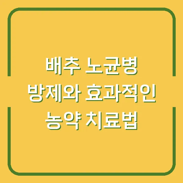 배추 노균병 방제와 효과적인 농약 치료법