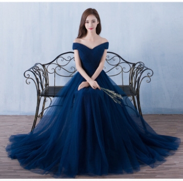 오프 숄더 이브닝 드레스 연말 파티 콩쿨 연주회