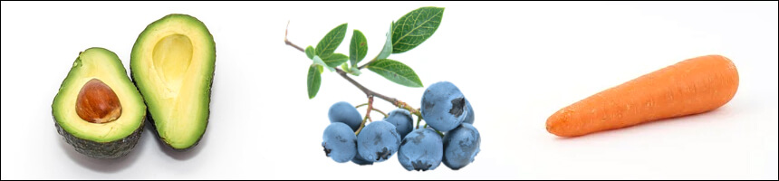 아보카도, 블루베리, 당근