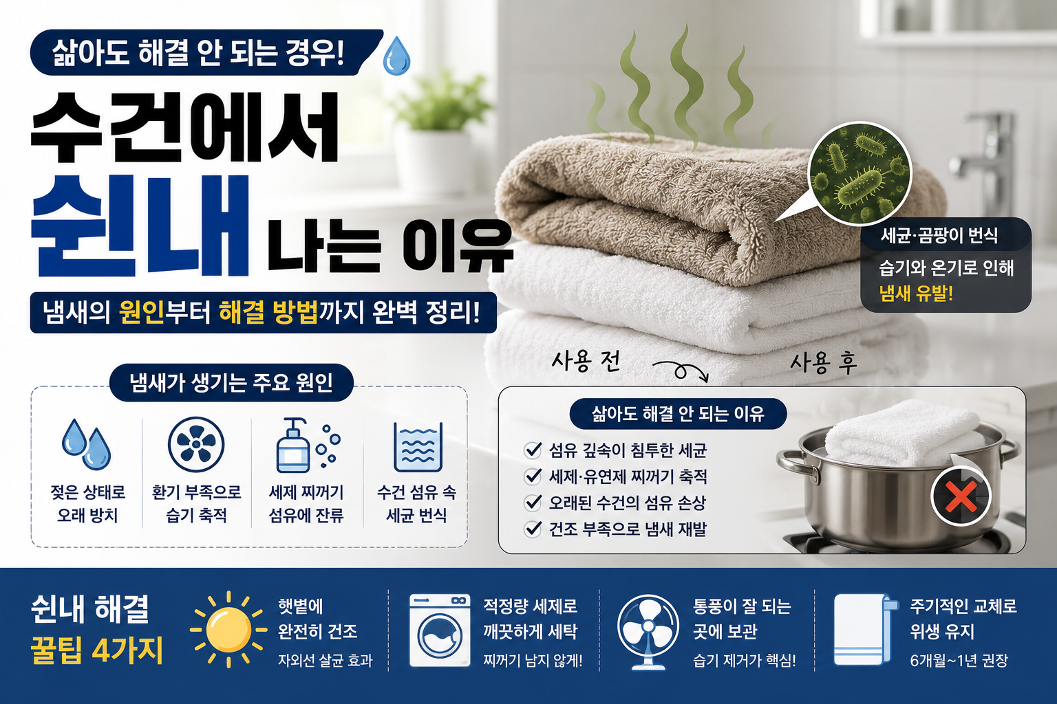 수건에서 쉰내 나는 이유 인포그래픽