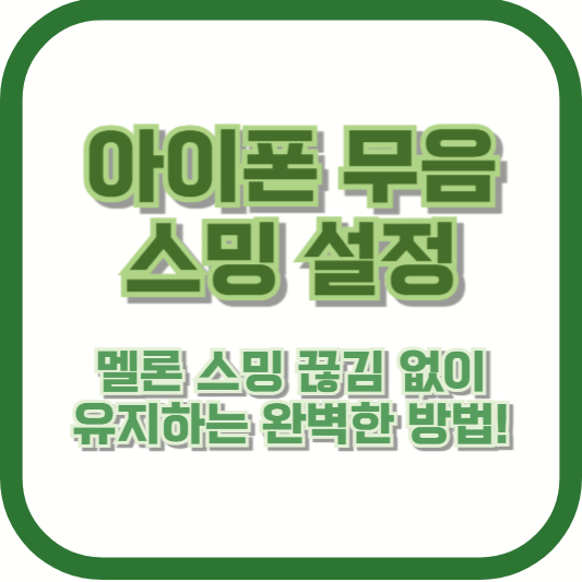 아이폰 무음 스밍 설정으로 멜론 스밍 끊김 없이 유지하는 완벽한 방법!
