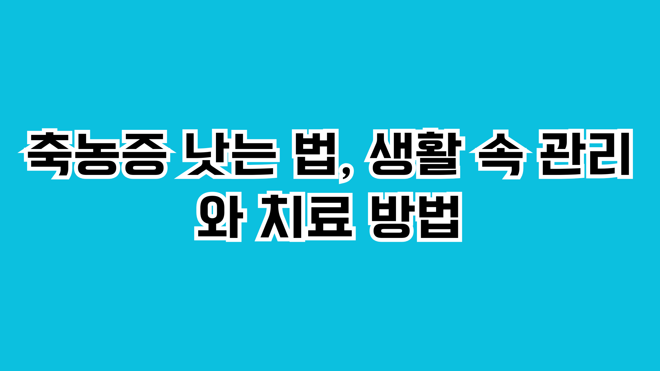 축농증 낫는 법