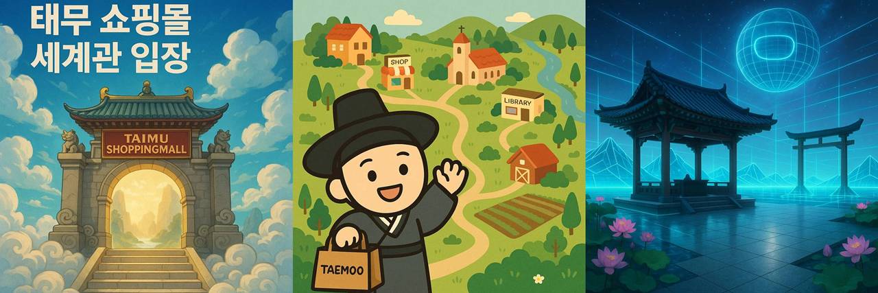 태무 쇼핑몰 세계관, 가상세계 속 태무 공간, 캐릭터와 마을 지도