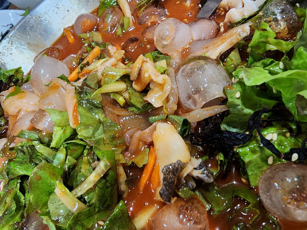 갱수네맛집 물회 비빈모습