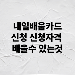 내일배움카드 신청 신청자격 배울수 있는것