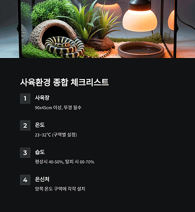 사육환경 설정 요약 표