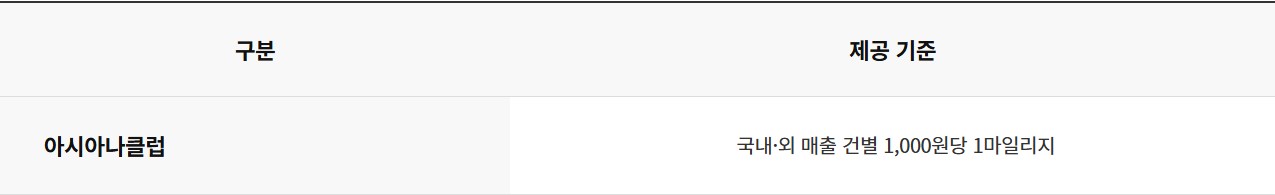 온 플래티늄 카드(아시아나클럽)