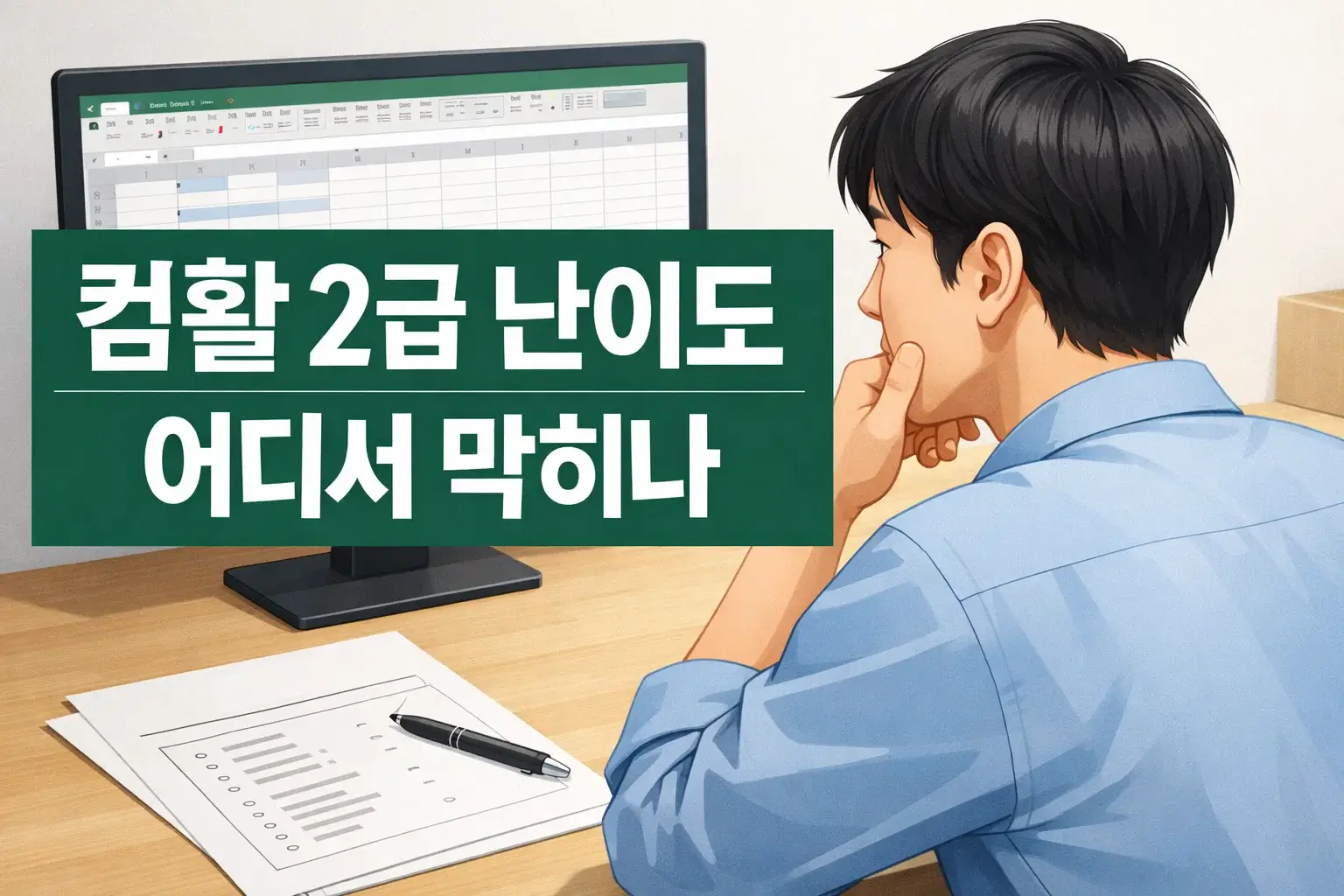 컴퓨터활용능력 2급 자격증 난이도 글의 핵심 주제를 보여주며 어디에서 막히는지부터 먼저 이해하도록 돕는 썸네일 이미지