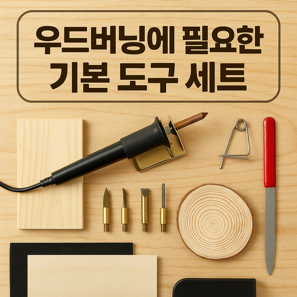 우드버닝에 필요한 기본 도구 세트