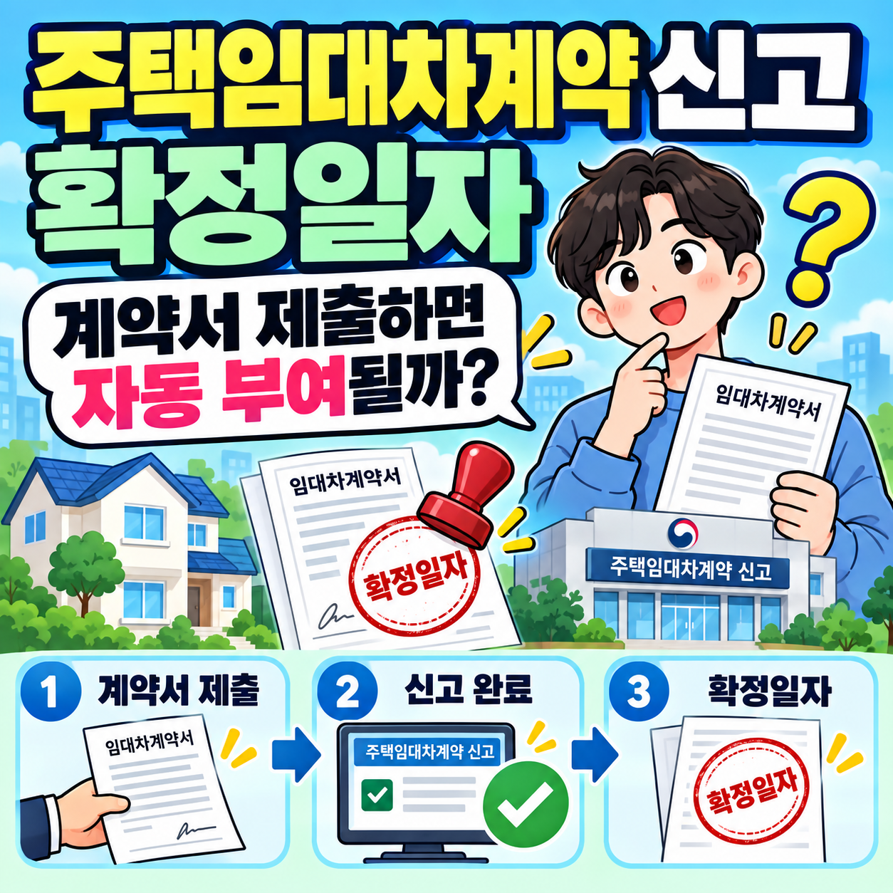 주택임대차계약 신고 확정일자|계약서 제출하면 자동 부여될까