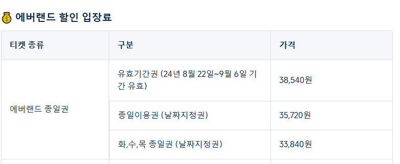 에버랜드 입장료 트립닷컴 기준