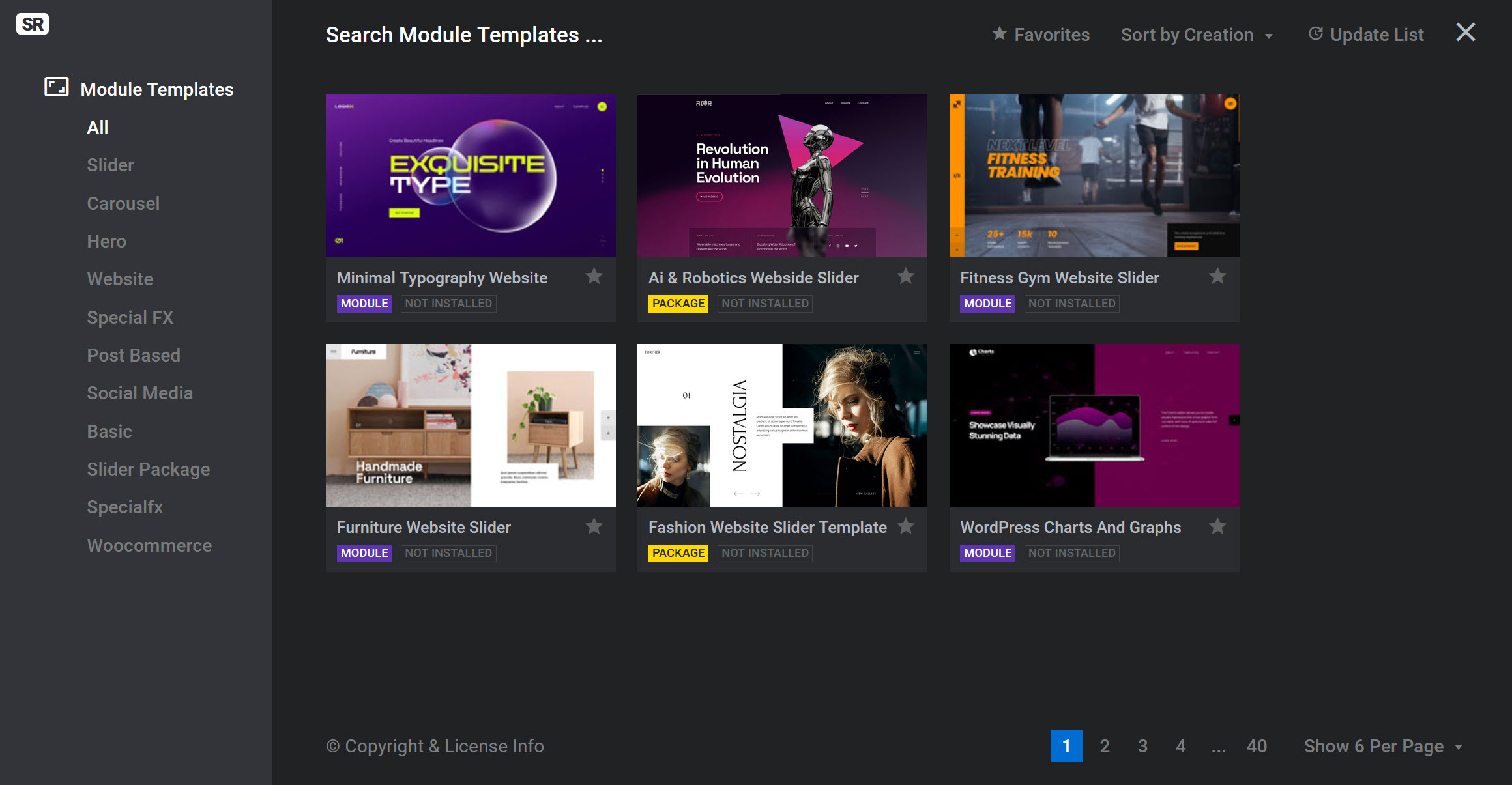 워드프레스 슬라이더 레볼루션(Slider Revolution) 템플릿 - 사용 가능한 템플릿