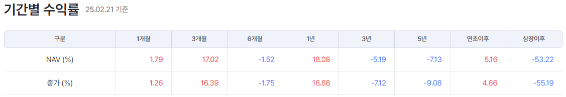 Tiger-화장품-기간별수익률