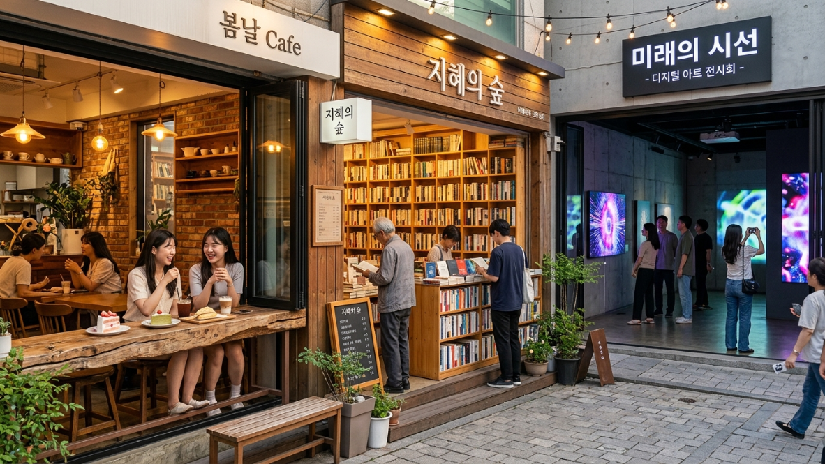 한국 감성 카페, 독립서점, 전시 공간을 함께 담은 여행 코스 이미지