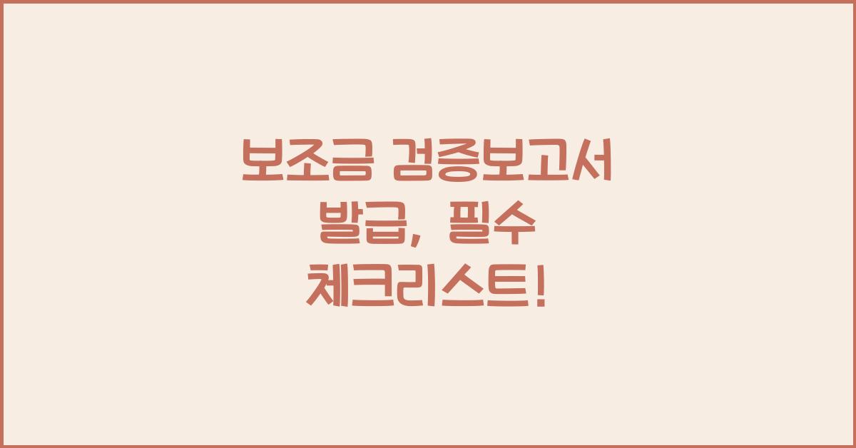 보조금 검증보고서