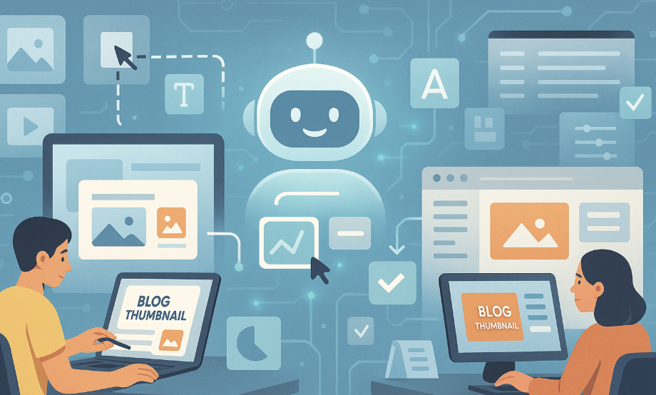 "AI로 만드는 블로그 썸네일 제작 도구" 묘사 이미지