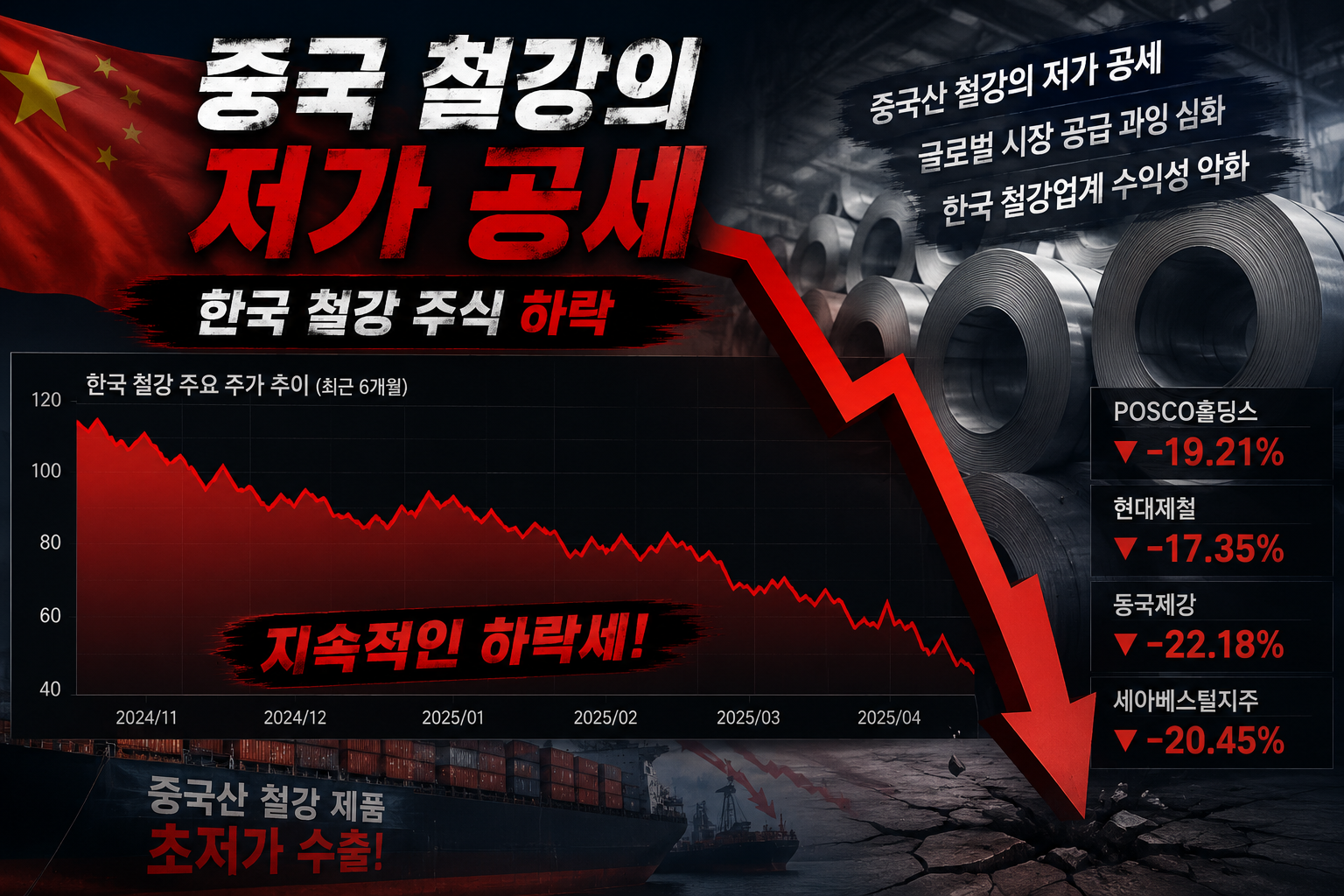 중국 철강 저가 공세 관련 이미지