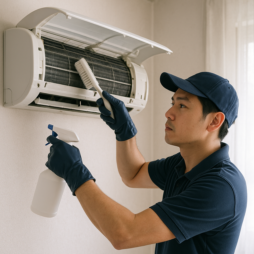 에어컨 청소 하는 사진