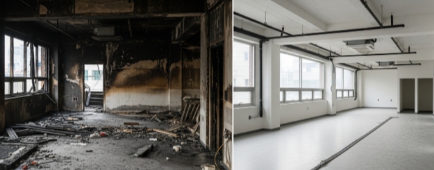 공주시 화재청소 작업 전후 모습