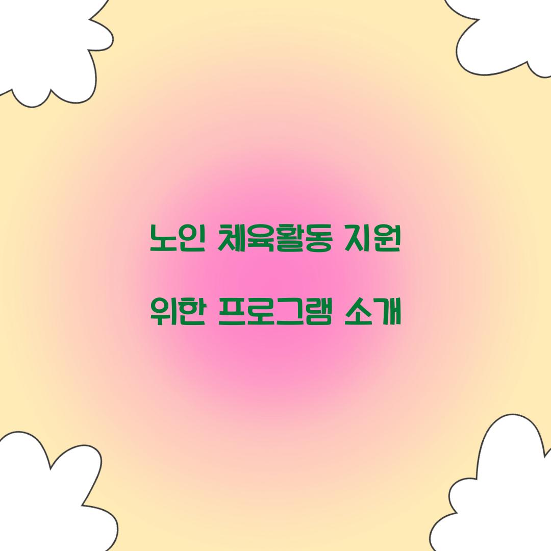 노인 체육활동 지원
