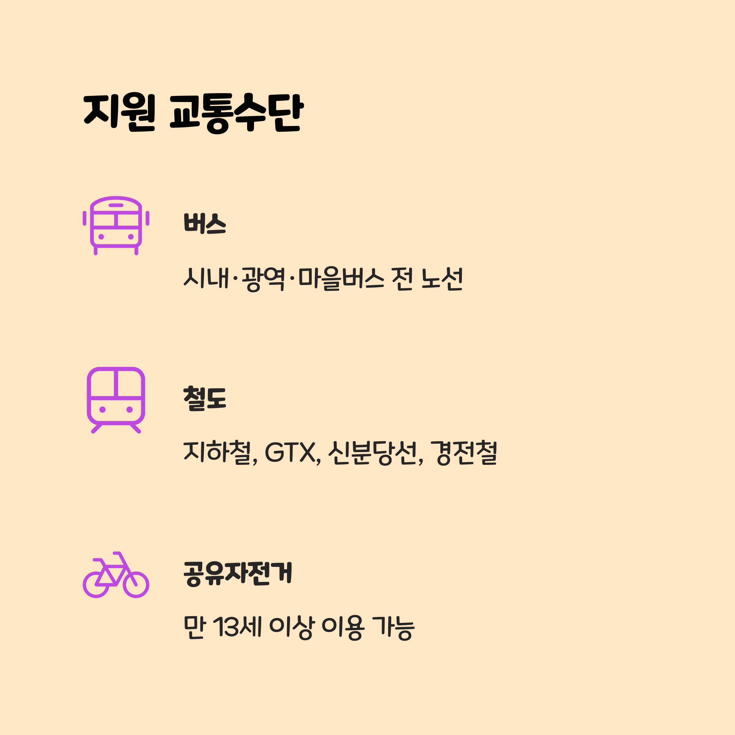 지원 교통수단과 방식