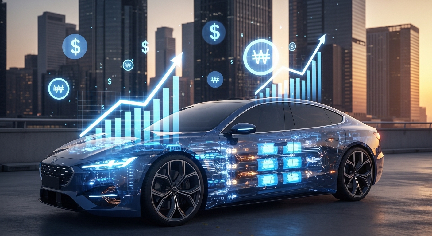 2026년 전기차 보조금 혜택을 시각화한 이미지. 미래형 전기차와 한국 원화 기호, 그래프가 어우러져 최대 2천만원 이상의 절약 효과를 강조합니다.