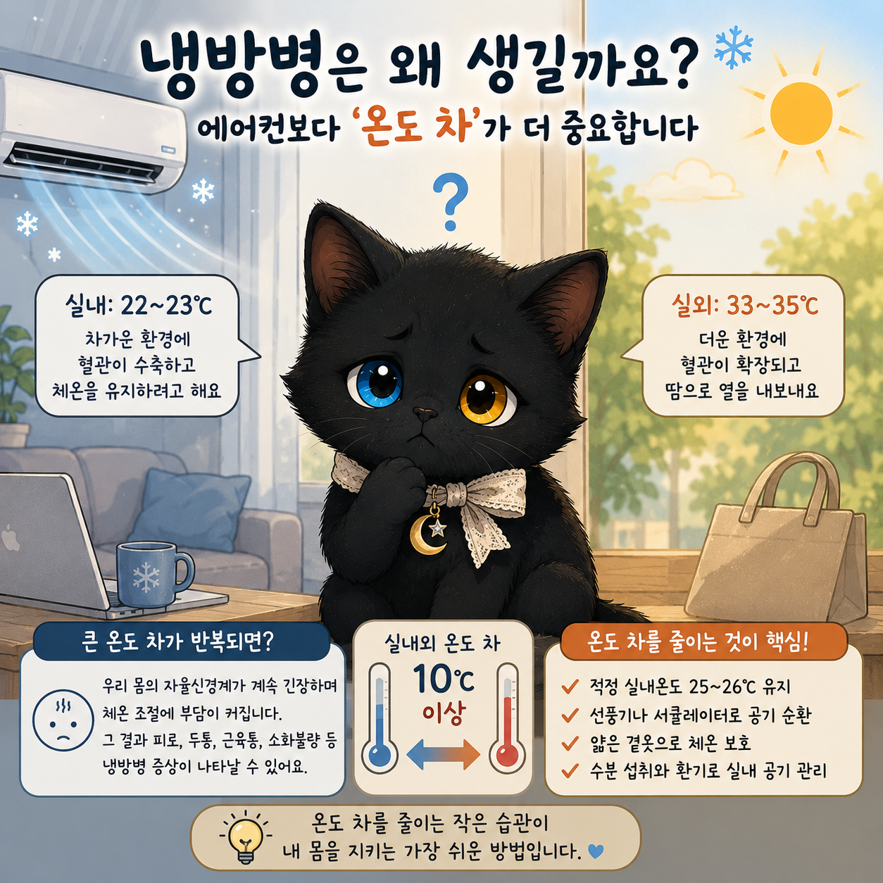 냉방병은 왜 생길까요? 에어컨보다 '온도 차'가 더 중요합니다