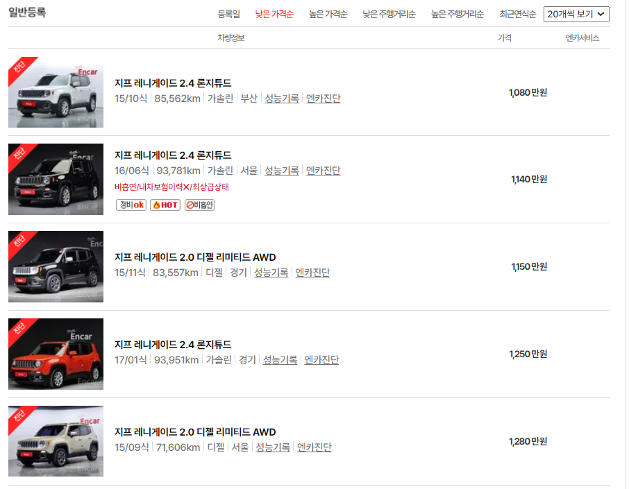 엔카에서 좋은 중고차 찾기(3)