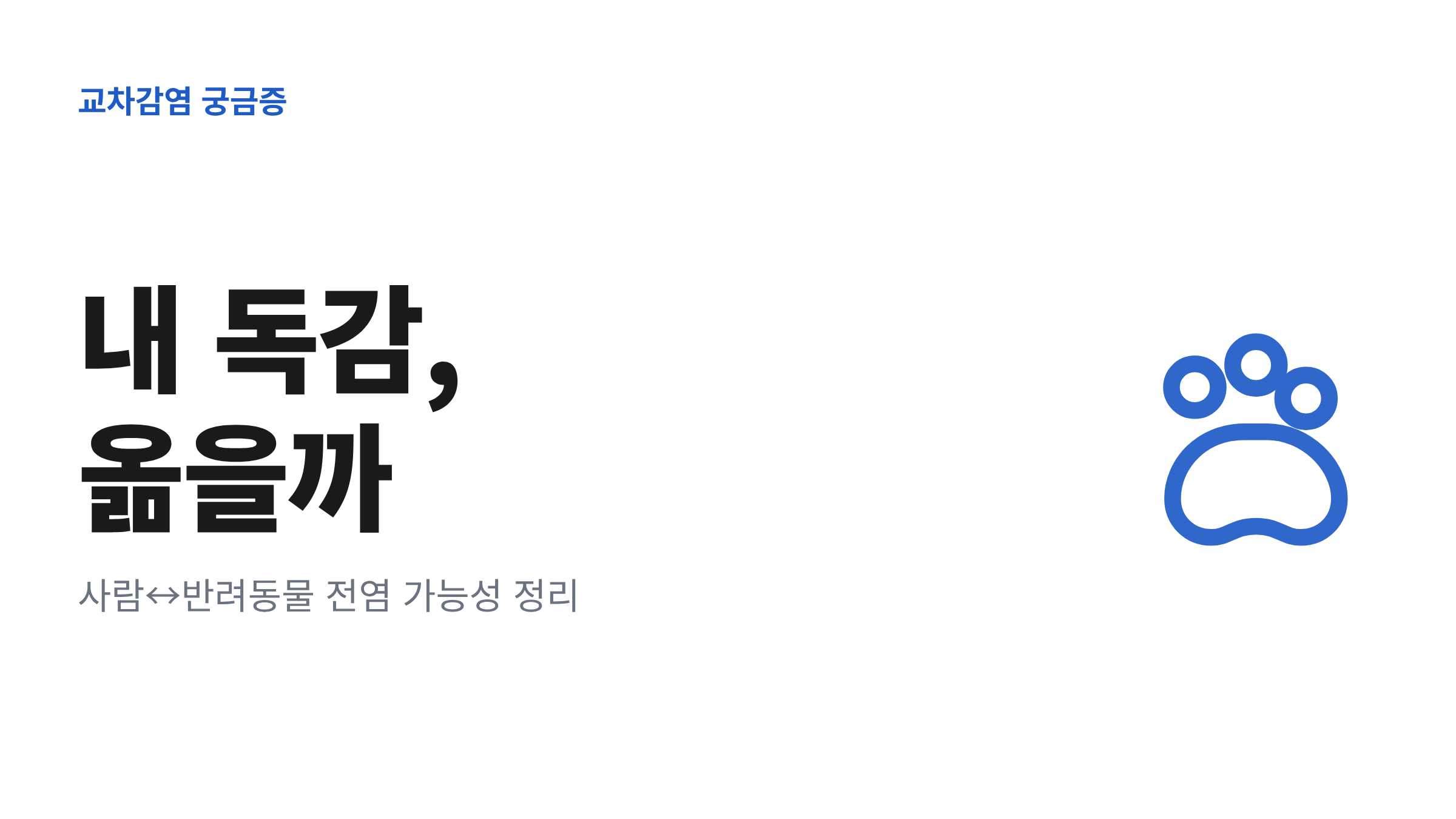 독감에 걸린 보호자 곁에 강아지와 고양이가 앉아 있는 모습으로 사람 독감의 반려동물 전염 여부를 묻는 대표 이미지