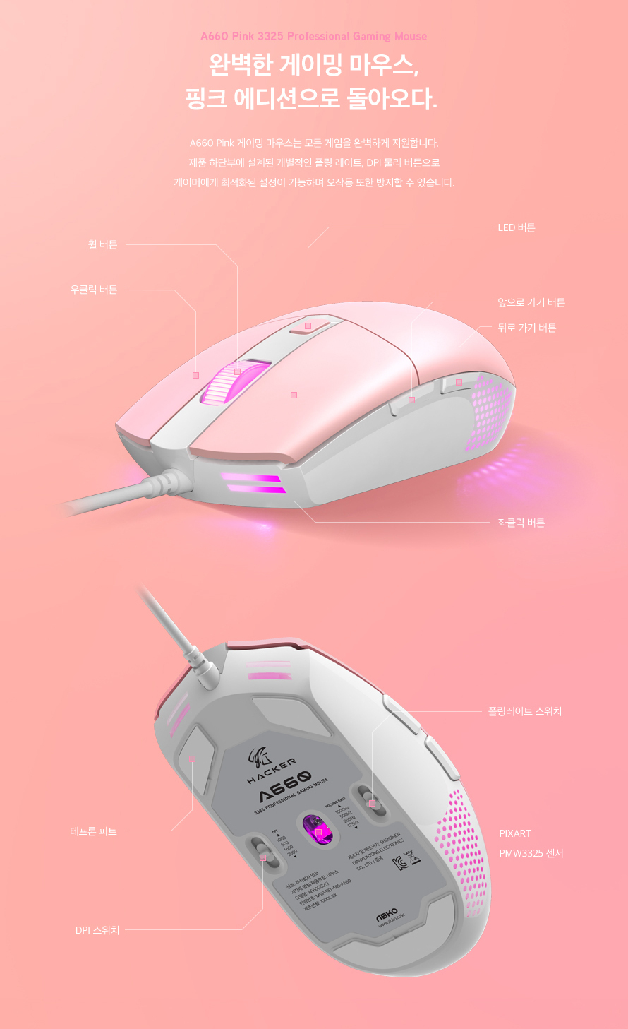 ABKO HACKER A660 3325 프로페셔널 게이밍 마우스
