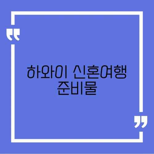 하와이 신혼여행 준비물