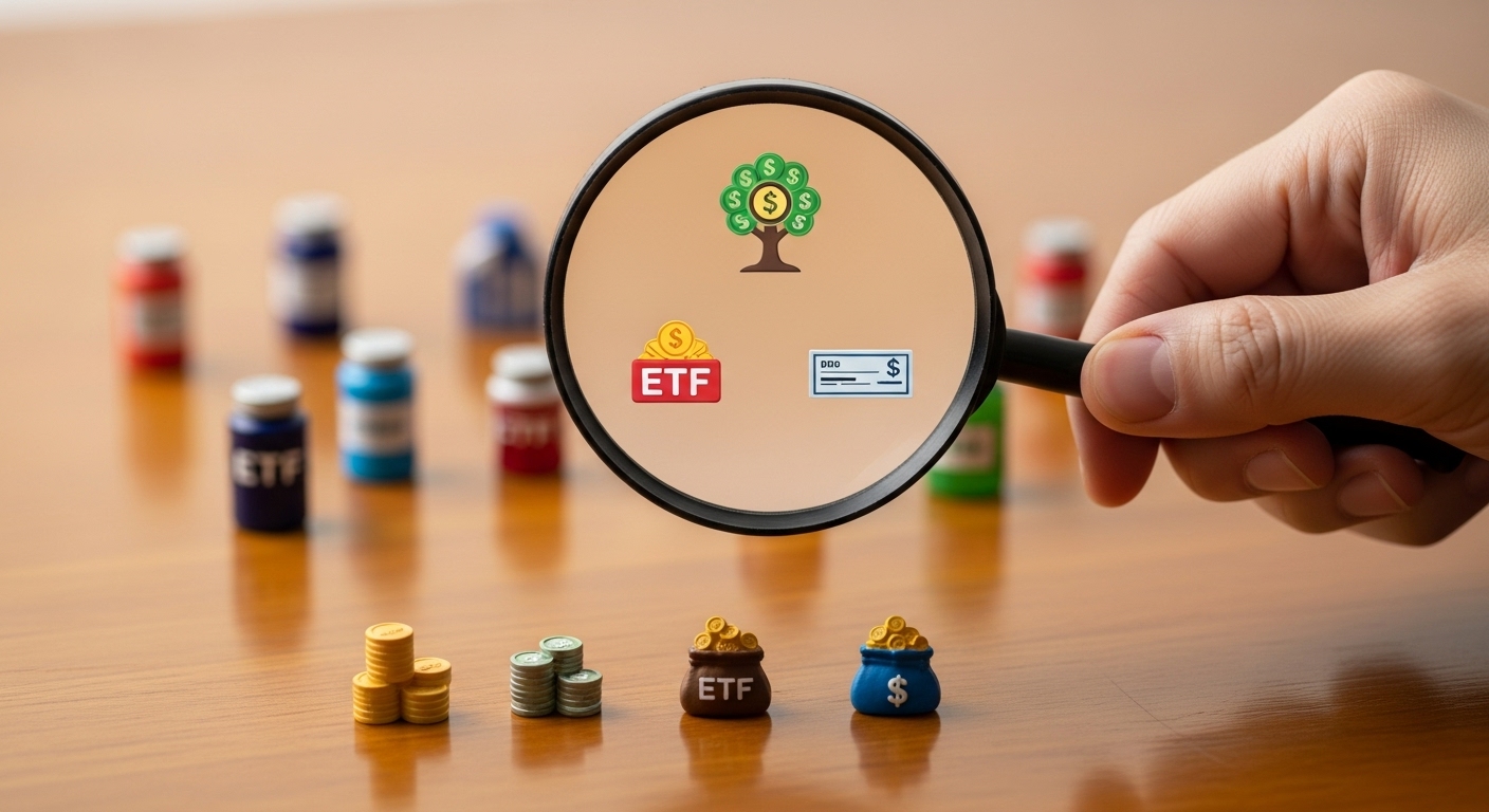 복잡한 ETF 상품들 사이에서 절세 상품을 골라내는 손가락 이미지
