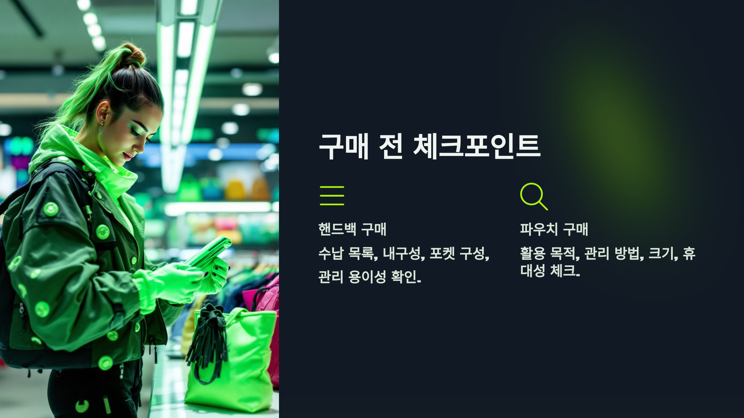 구매 전 체크포인트를 설명한 PPT 이미지