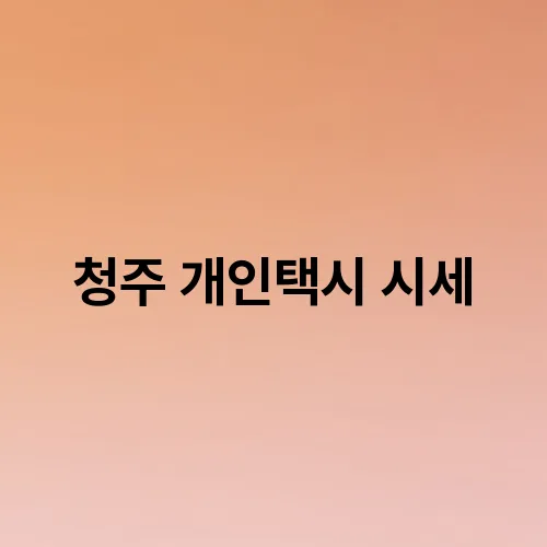 청주 개인택시 시세