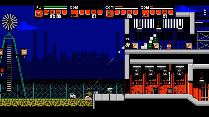 슈퍼파이터스-플래시게임-플레이-플레이어가-적에게-총을-조준하여-쏘는-화면