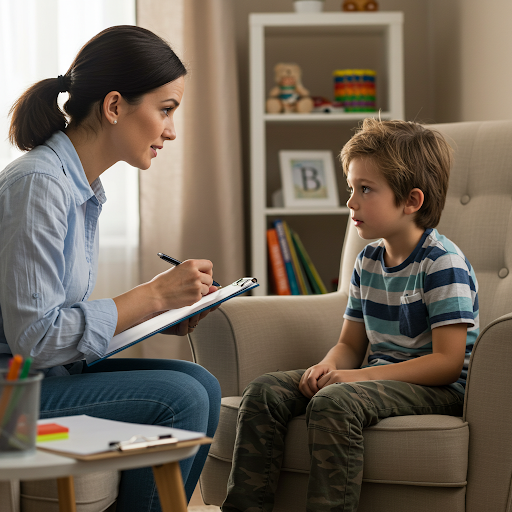 유아 아동 심리 치료 대화 모습