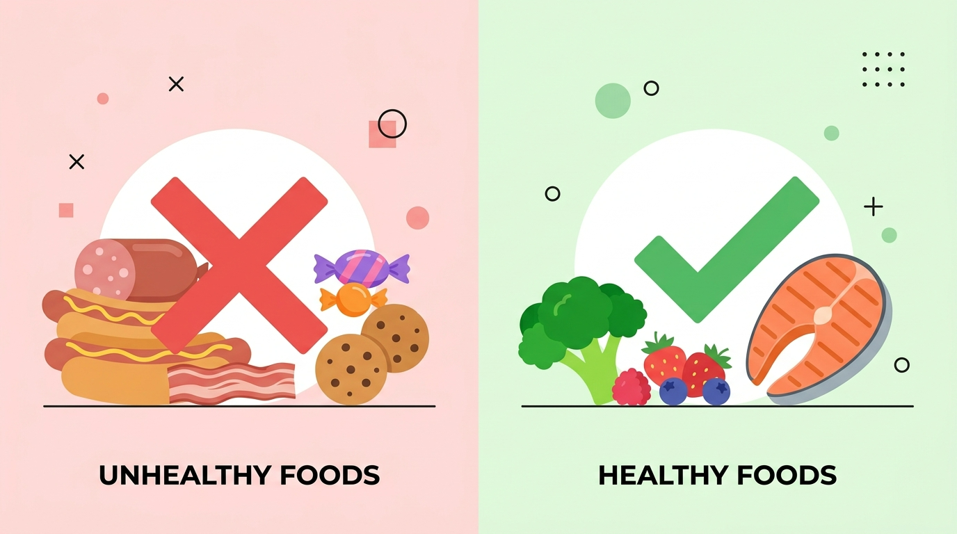 암 환자 식단 가이드 피해야 할 음식 vs 먹어야 할 음식 비교 이미지