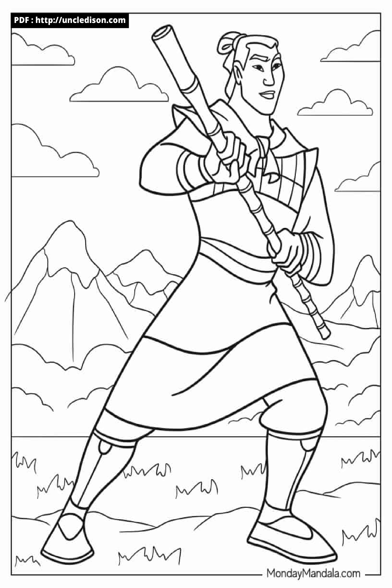 뮬란 색칠공부 디즈니 도안