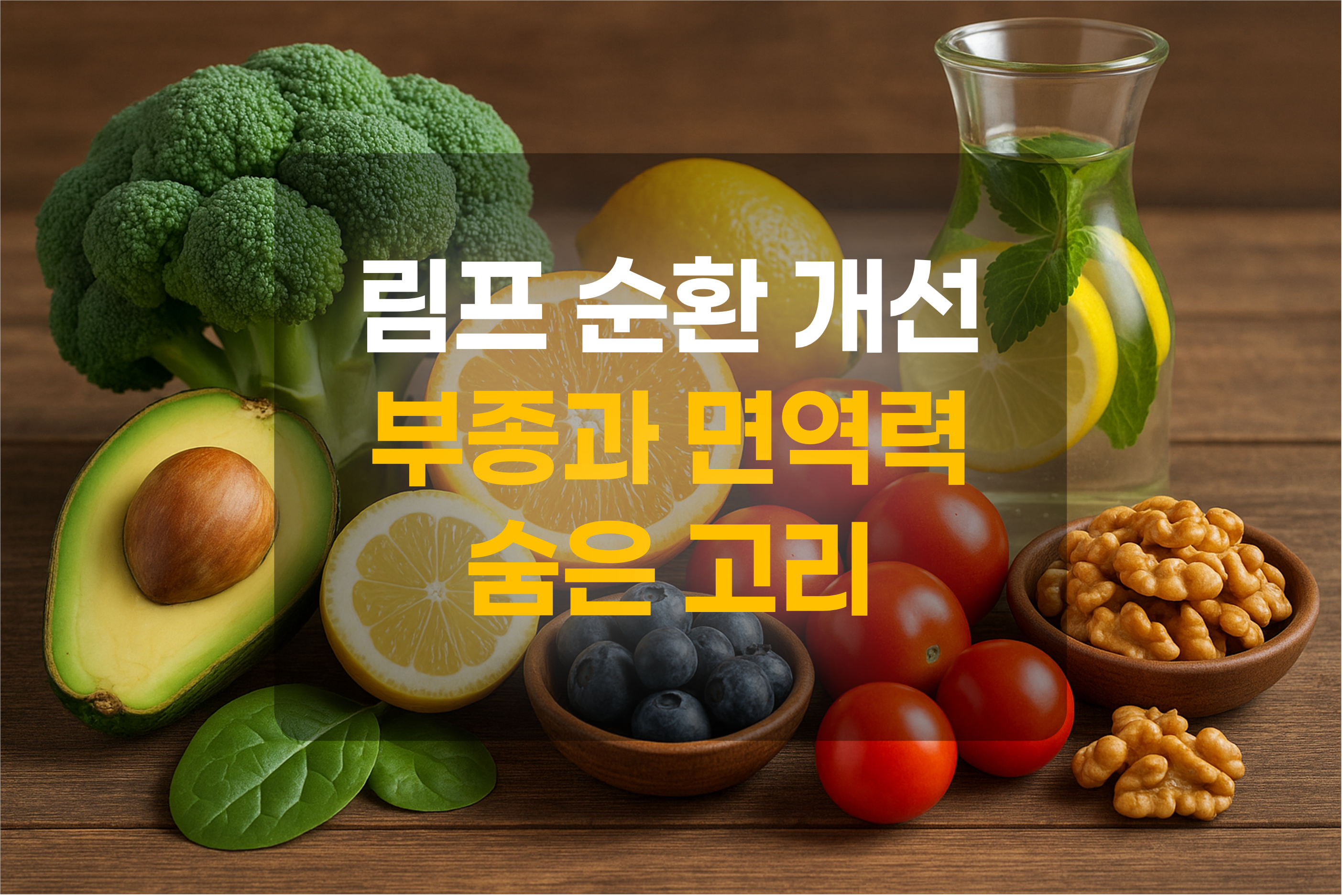 림프순환에 좋은 음식을 표현한 그림