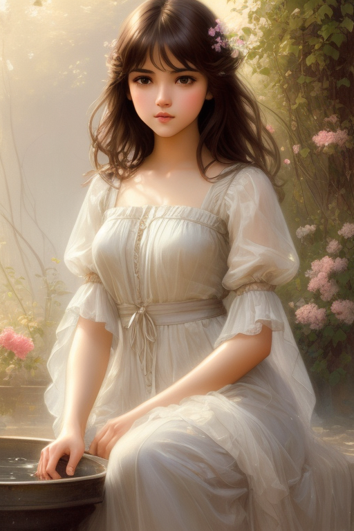 Playground AI로 생성한 그림(4) - 다소곳한 소녀