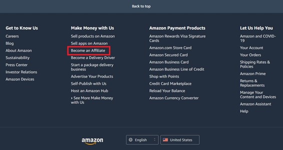 Link to joining Amazon Affiliate