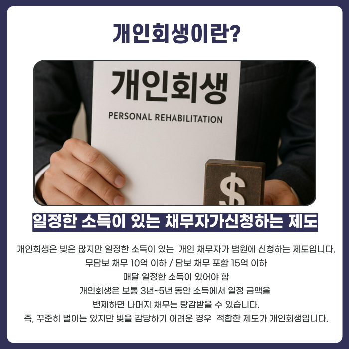 개인회생에 대해 설명하는 카드뉴스 이미지