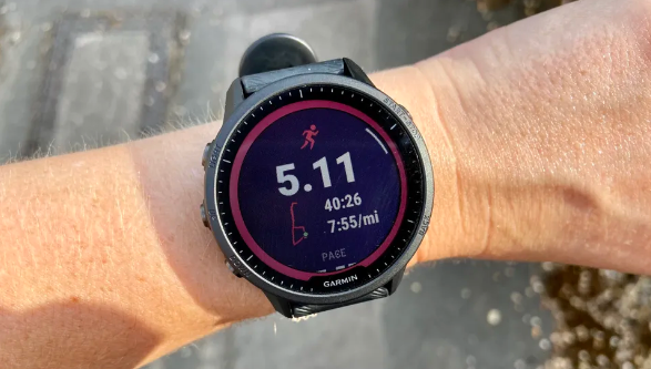 가민 포러너 955의 러닝 요약 화면 사진.