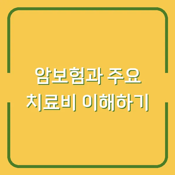 암보험과 주요 치료비 이해하기