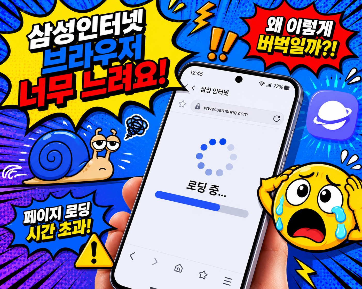 삼성인터넷 브라우저 느려짐 해결방법 총정리 캐시삭제 데이터삭제 재설치
